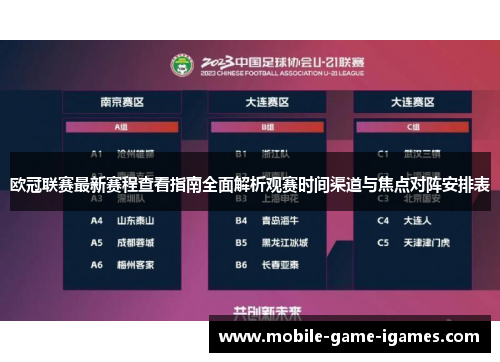 欧冠联赛最新赛程查看指南全面解析观赛时间渠道与焦点对阵安排表